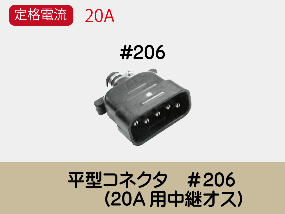 平型ｺﾈｸﾀ　＃206　　(20A用中継ｵｽ)