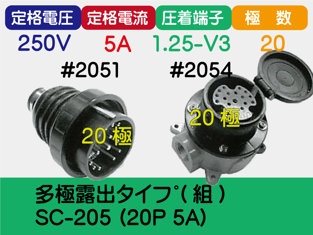 多極露出ﾀｲﾌﾟ(組) SC-205 (20P 5A)