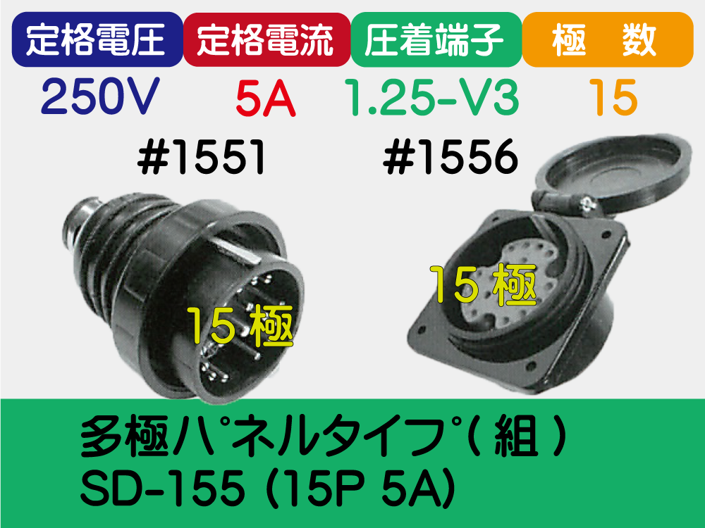 多極ﾊﾟﾈﾙﾀｲﾌﾟ(組) SD-155 (15P 5A)