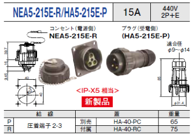 NEA型埋込型コネクタ　NEA5-215E-R