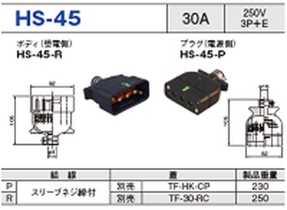 平型安全コネクタ HS-45一覧