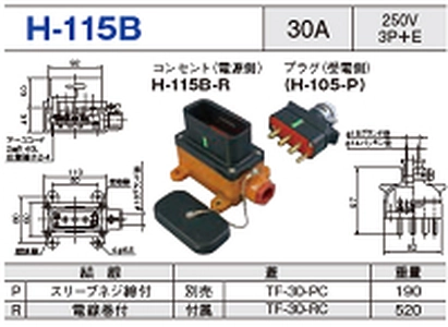 平型安全コネクタ H-115B一覧