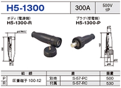 単極型コネクタ H5-1300一覧