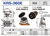 露出型コネクタ(防滴型) KR5-360E
