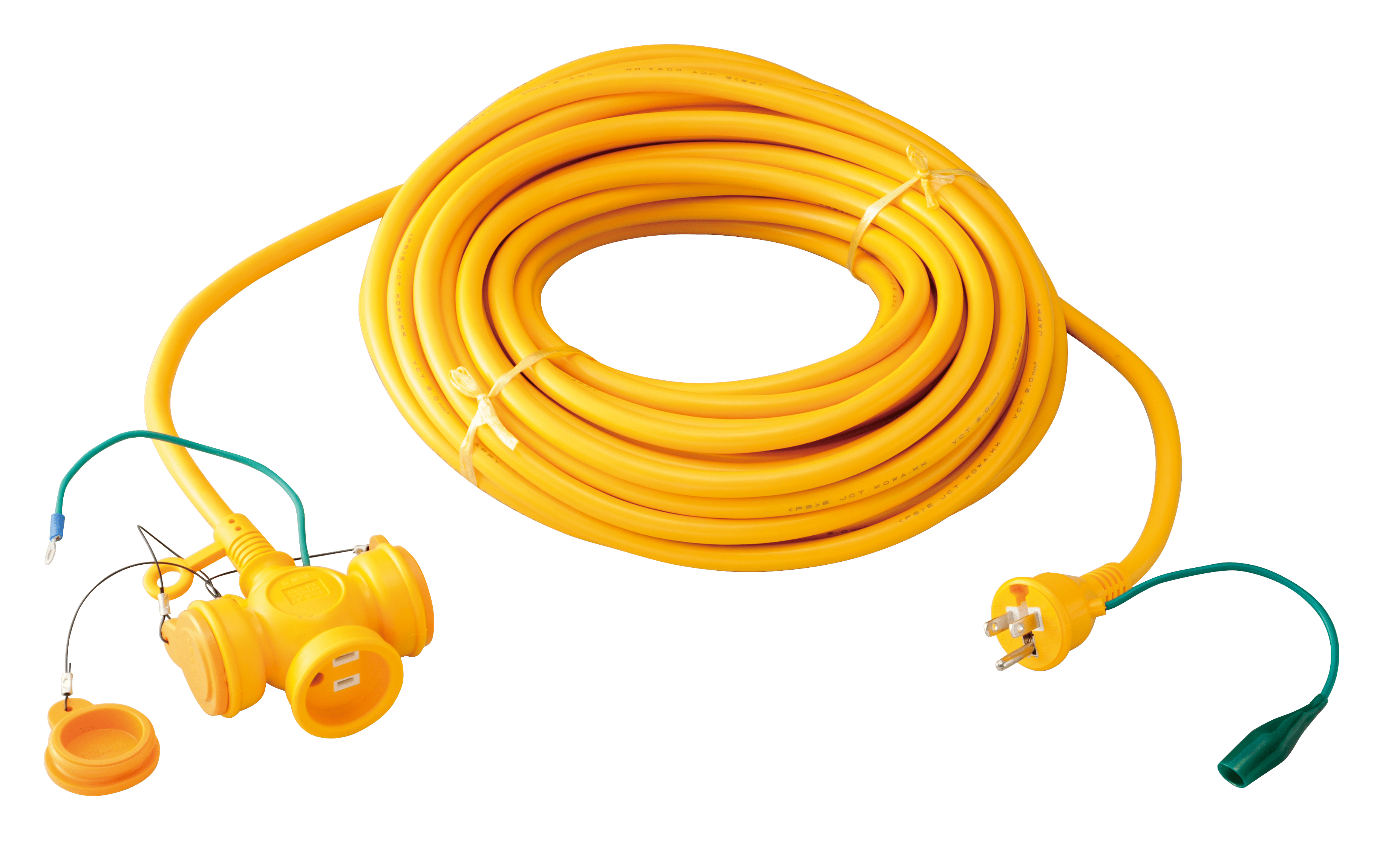 JAPPY ３Ｐ防雨型延長コード ＫＭ０３－２０ＪＰ　２０ｍ　黄